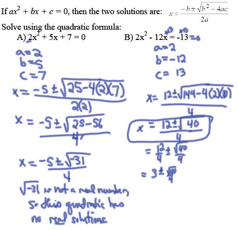 Example 1: using the quadratic formula | quadratic 